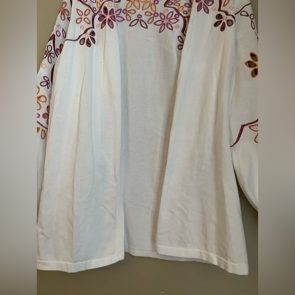 Chicos cardigan sweater multi eyelet alabaster embroidered spring Easter - Picture 6 of 11